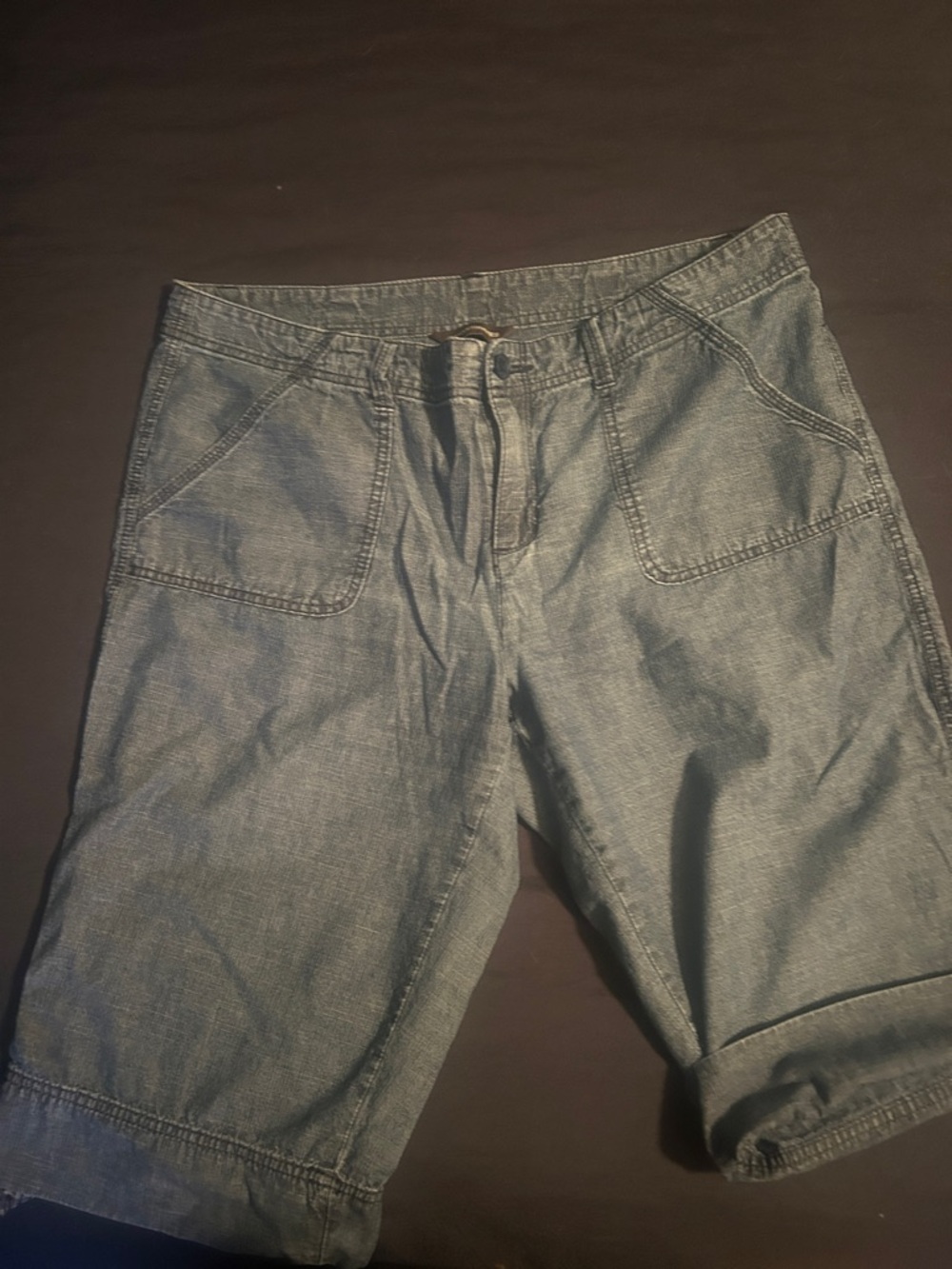 Denver Hayes Denim Casual Roll-Hem Shorts in Blue